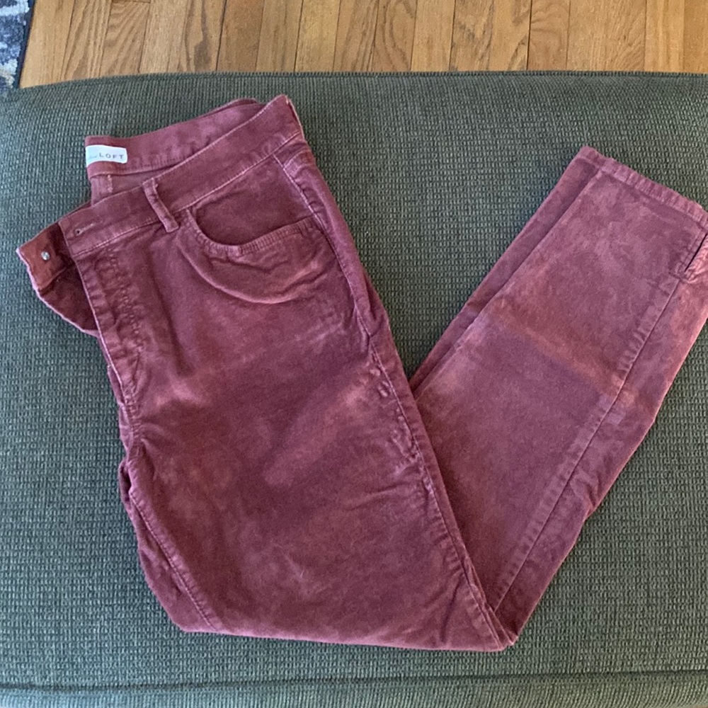 LOFT Brand Pink Velvet Modern Skinny Pants - Size 31/12